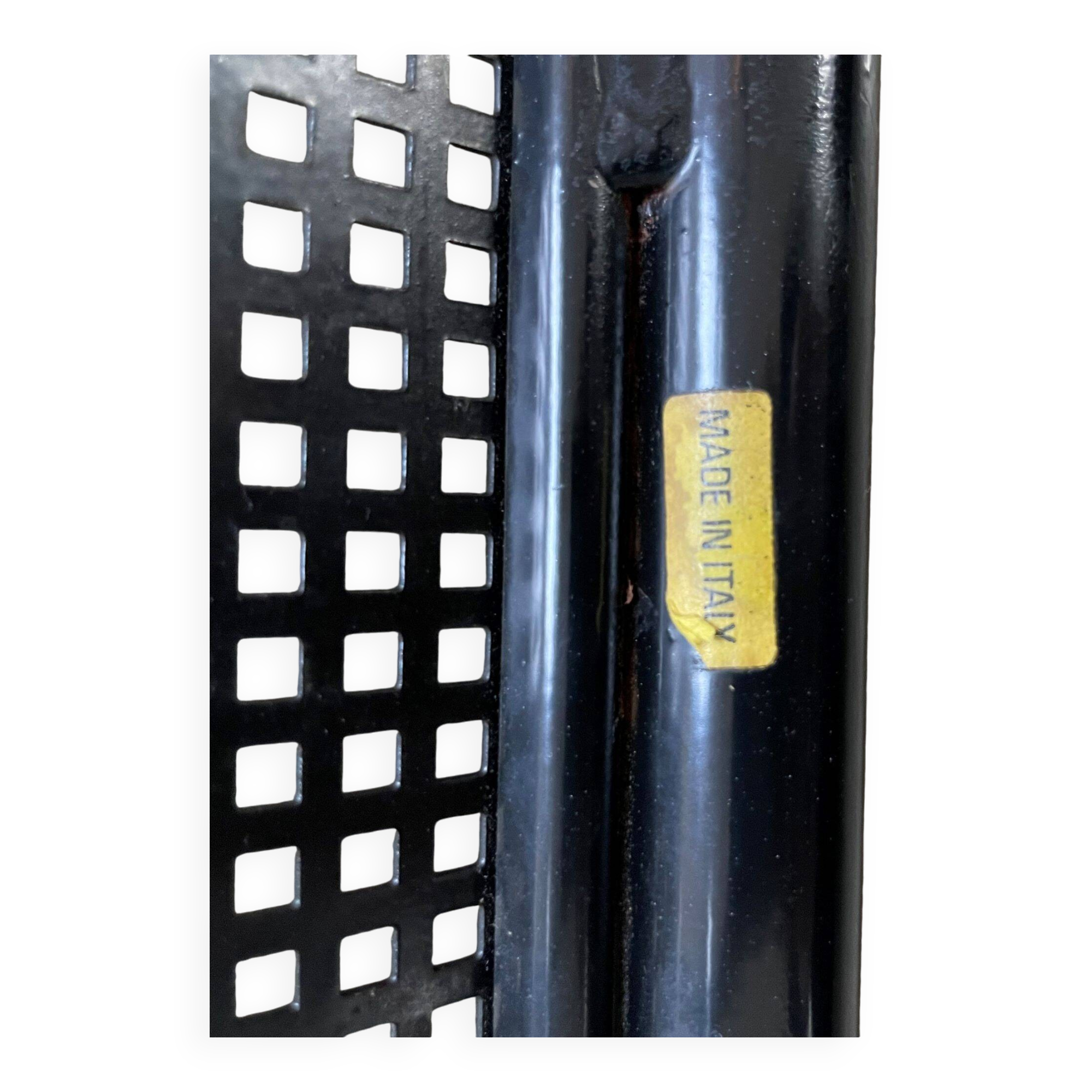 Black metal stacking chairs, Arrben Italy, 80s