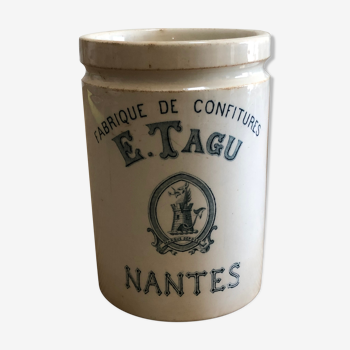 Pot  à confiture ancien en grès E.Tagu Nantes