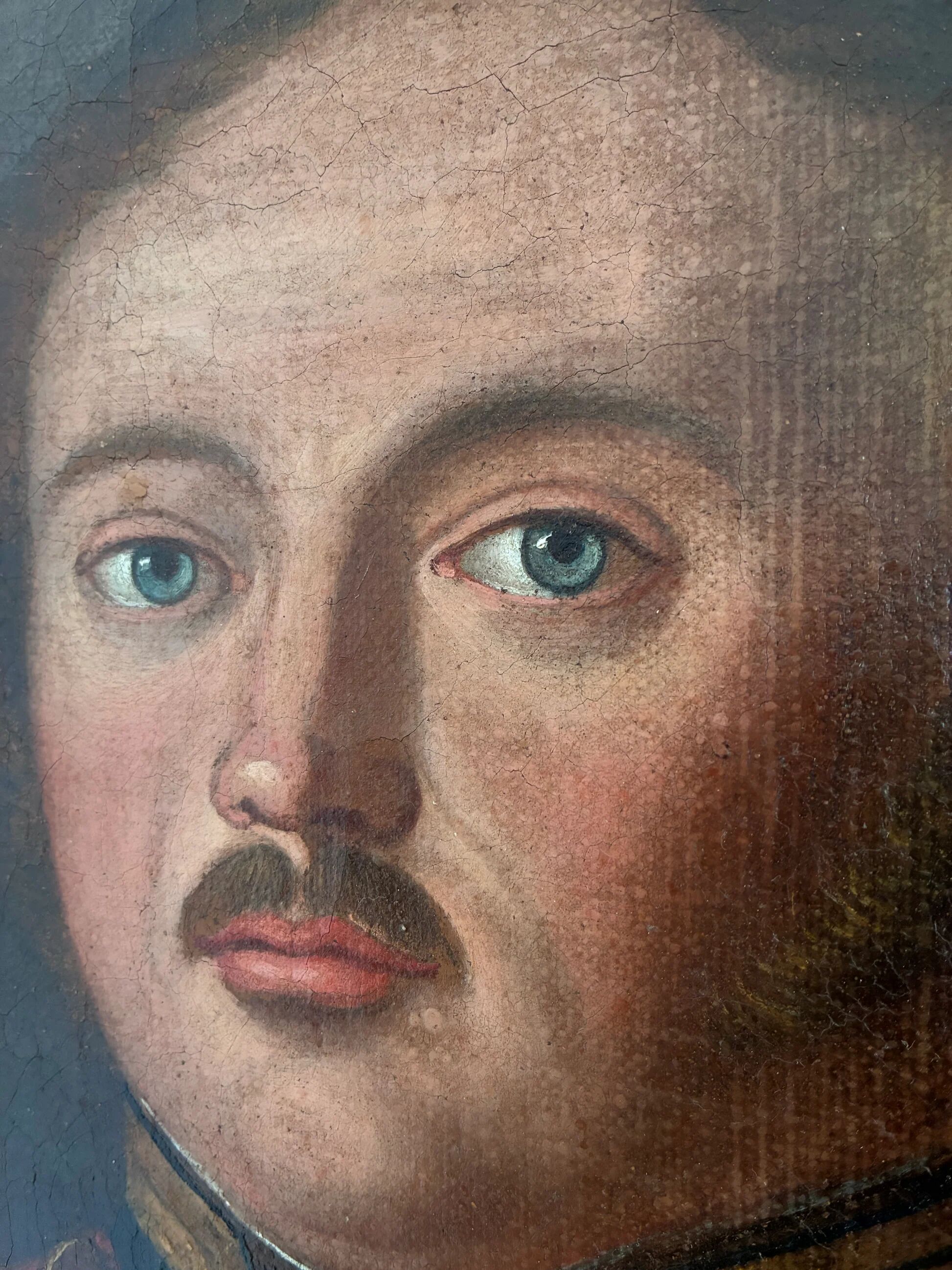 Antique original oil painting of an officer, large gentleman portrait painting