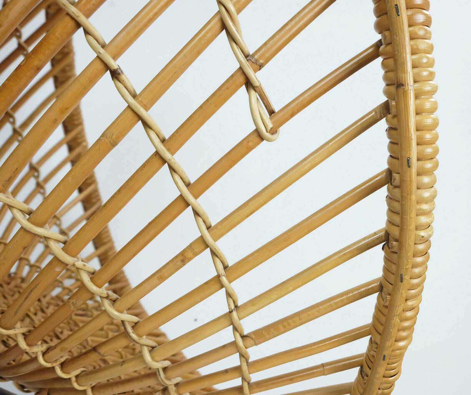 1960s mid century armchair bamboo wicker with hairpin legs