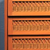 Chest of drawers rattan 3 drawer 1960 s