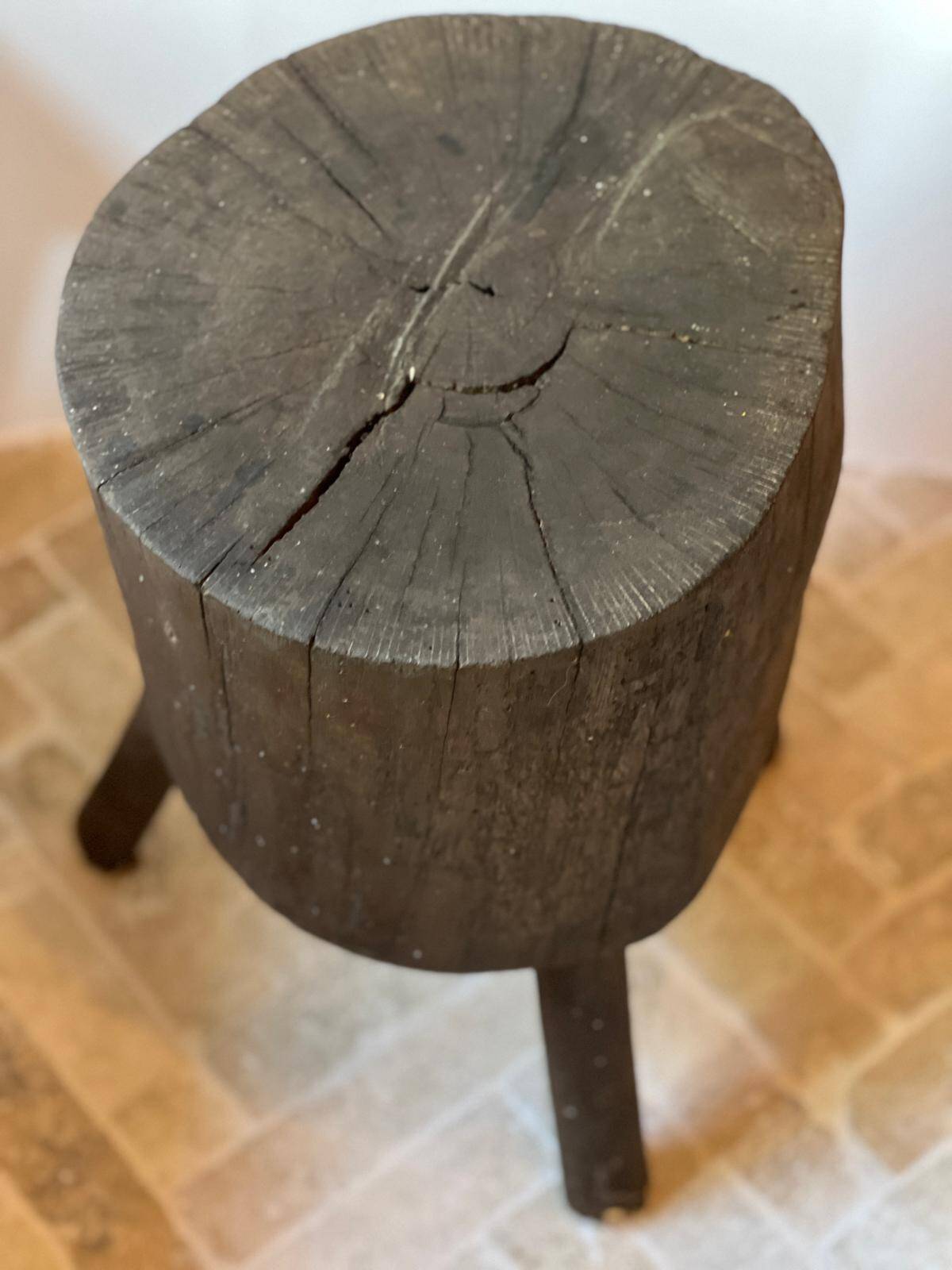 Pair of stools, old tree trunks, popular French work from the 19th century.