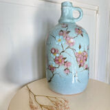 Signed ceramic bottle vase, cherry blossoms, 70s