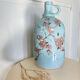 Signed ceramic bottle vase, cherry blossoms, 70s