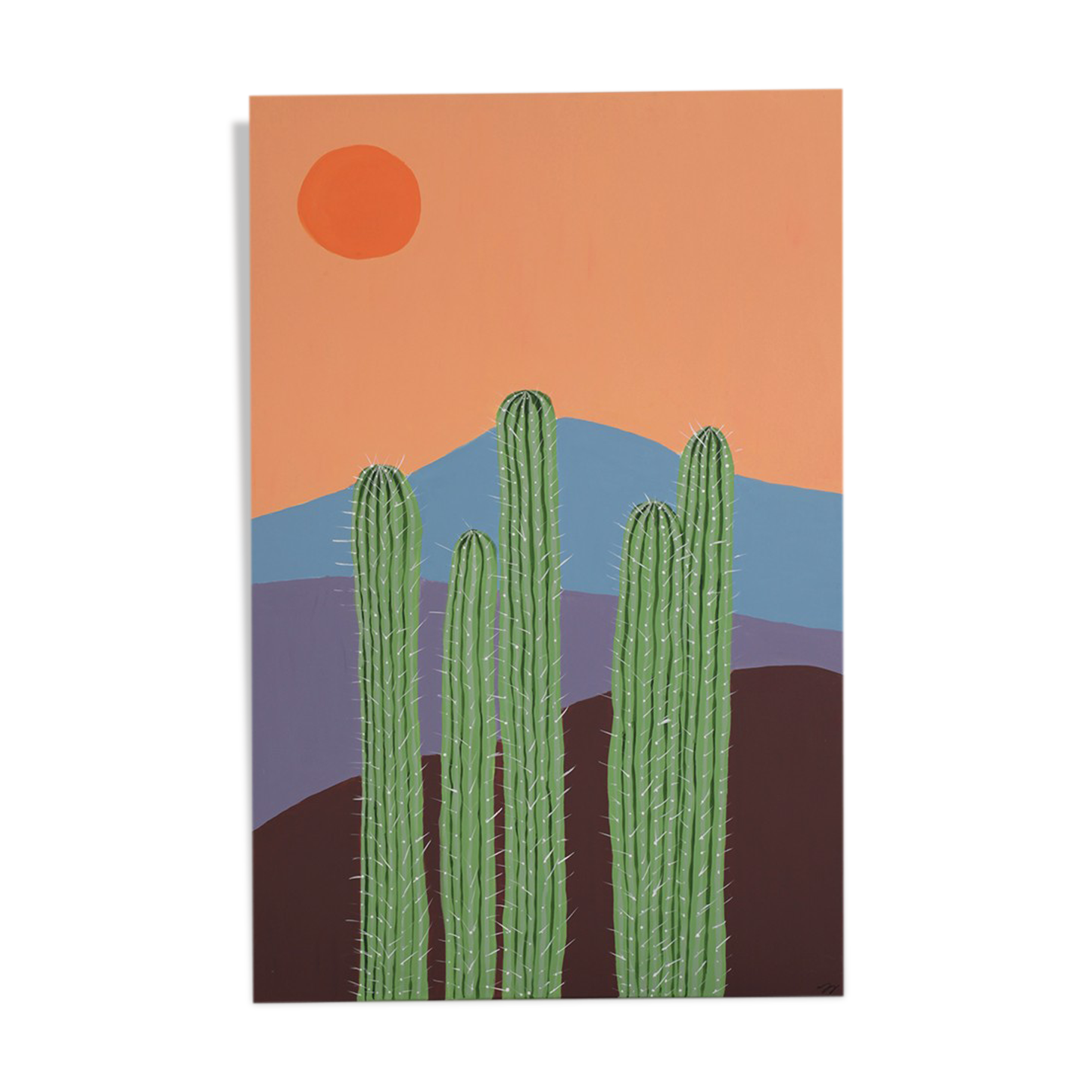 Contemporary painting on cactus canvas