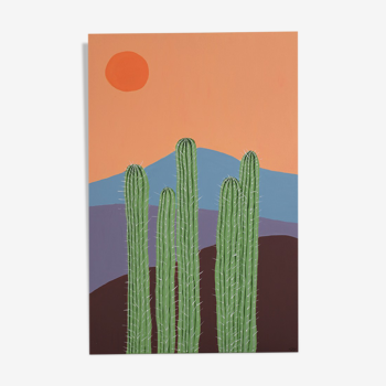 Peinture contemporaine sur toile cactus