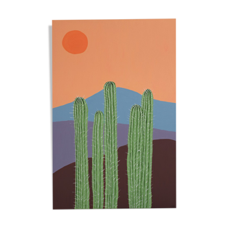 Peinture contemporaine sur toile cactus