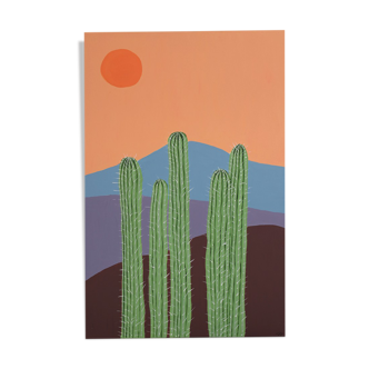 Contemporary painting on cactus canvas