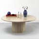 Table basse circulaire vintage en travertin, années 1970