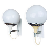 Italian white wall sconces from the mid-century by Targetti Sankey, 1960s, set of 2.