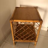 Rattan and bamboo side table