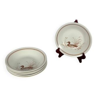 Lot de 6 Assiettes creuses Vintage Churchill England – Motif Canard