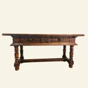 Large Castilian table with drawers and turned legs, early 20th century.
