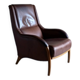 Brown leather lounge chair | Netherlands | 1980s
