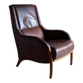 Brown leather lounge chair | Netherlands | 1980s
