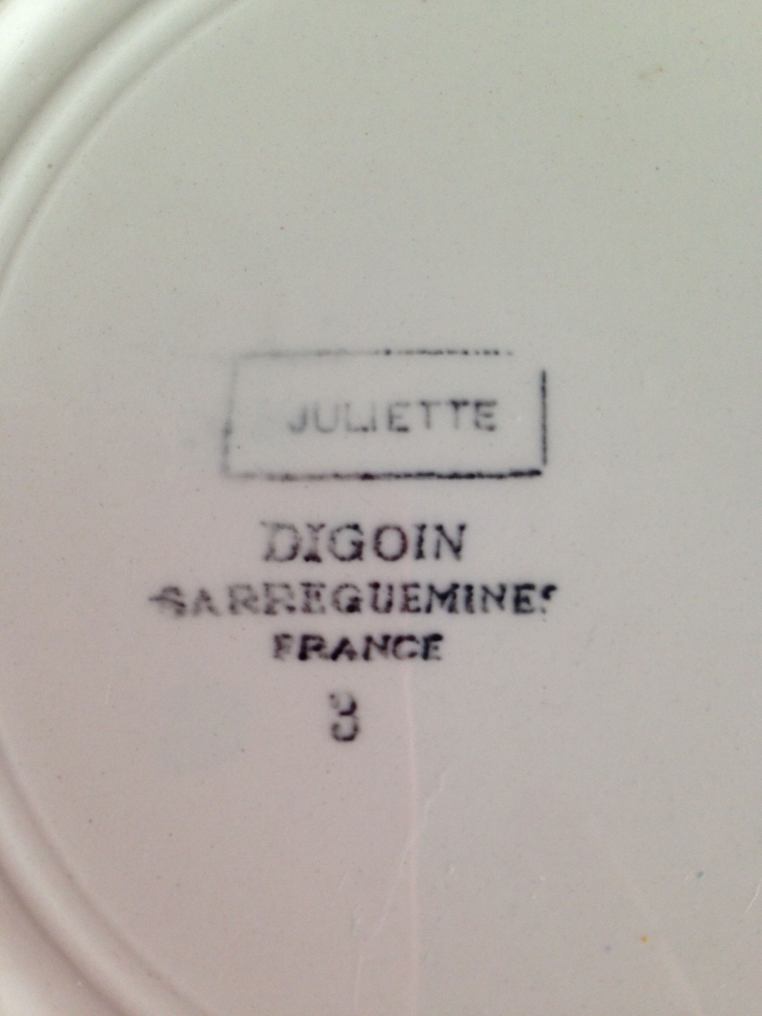 4 dessert plates model Juliette, Digoin-Sarreguemine