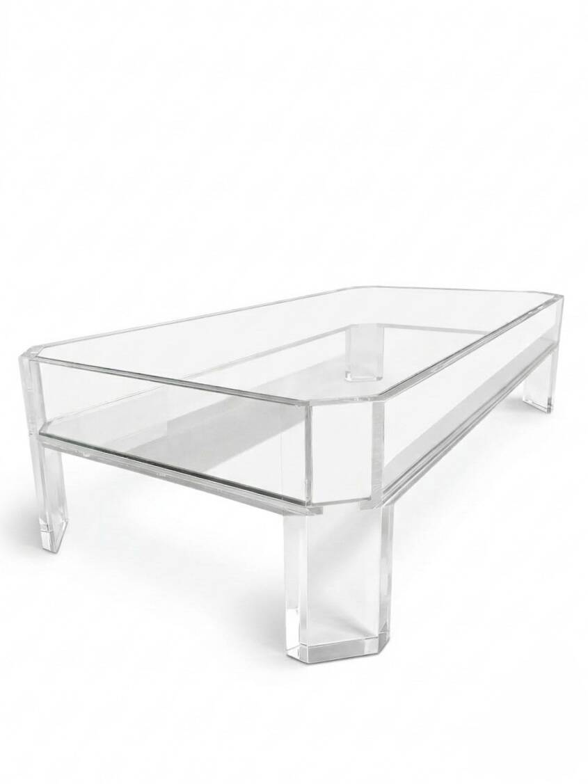 Coffee Table Design Marc Micoud Plexiglas/Lucite and Glass - 1980