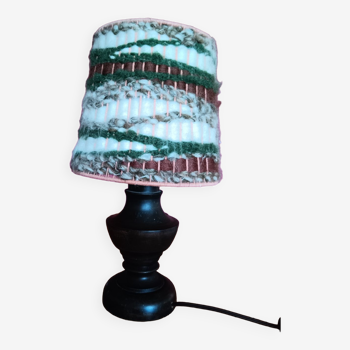 Bedside lamp with wool shade