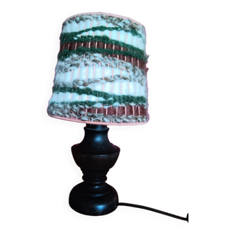 Bedside lamp with wool shade