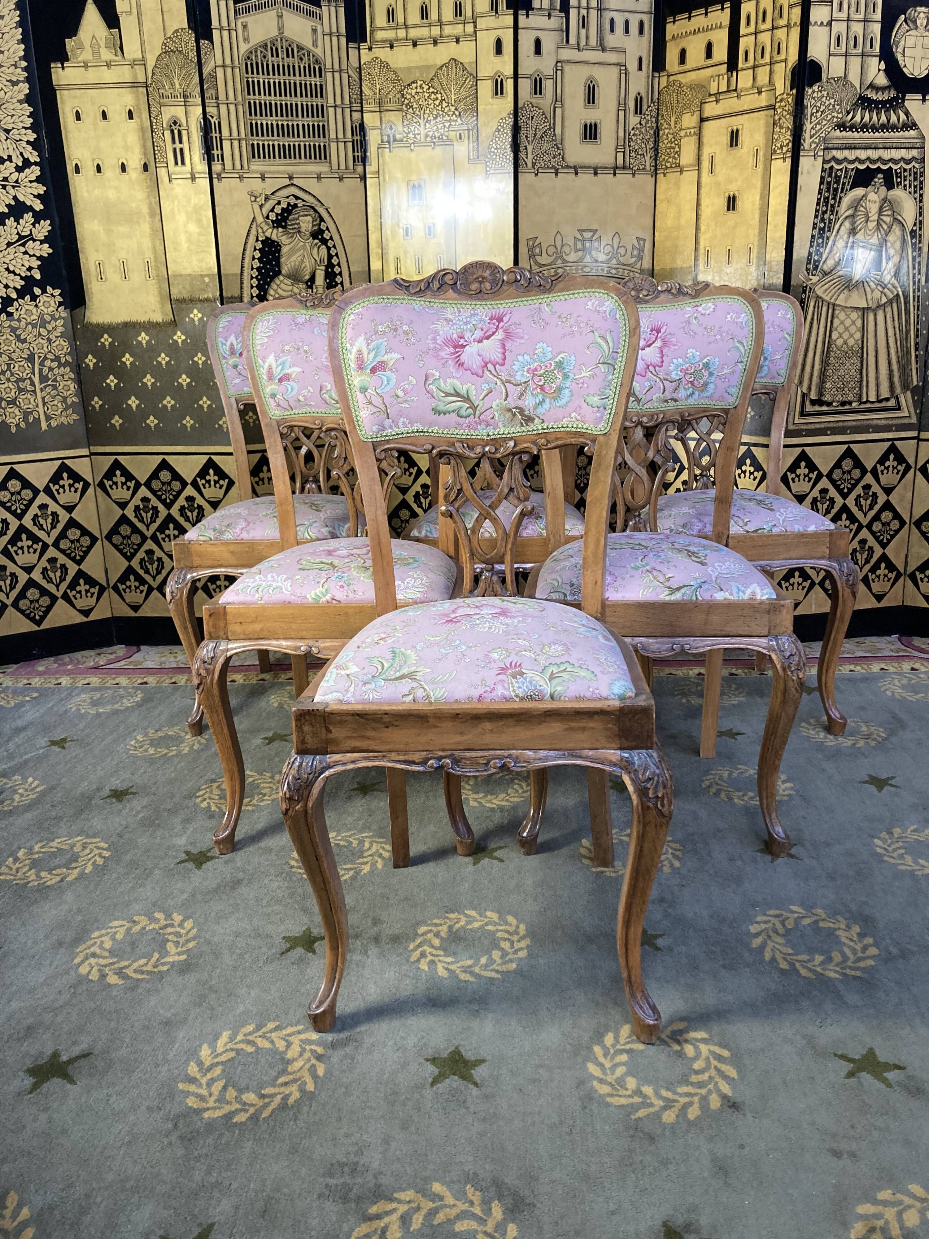 6 chaises anglaises, style louis XV