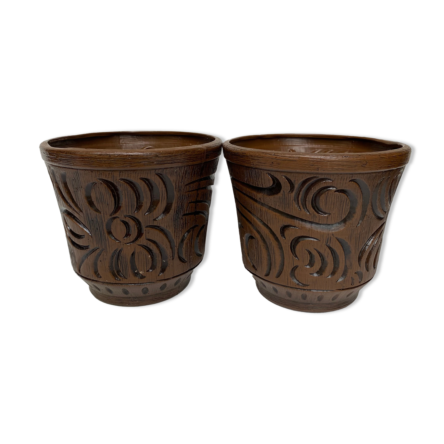 Caches pots vintage plastique Chatelain