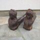 Pair of antique women's head cast iron chenets