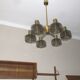 Large brass and glass chandelier by Hans-Agne Jakobsson, Sweden 1960s