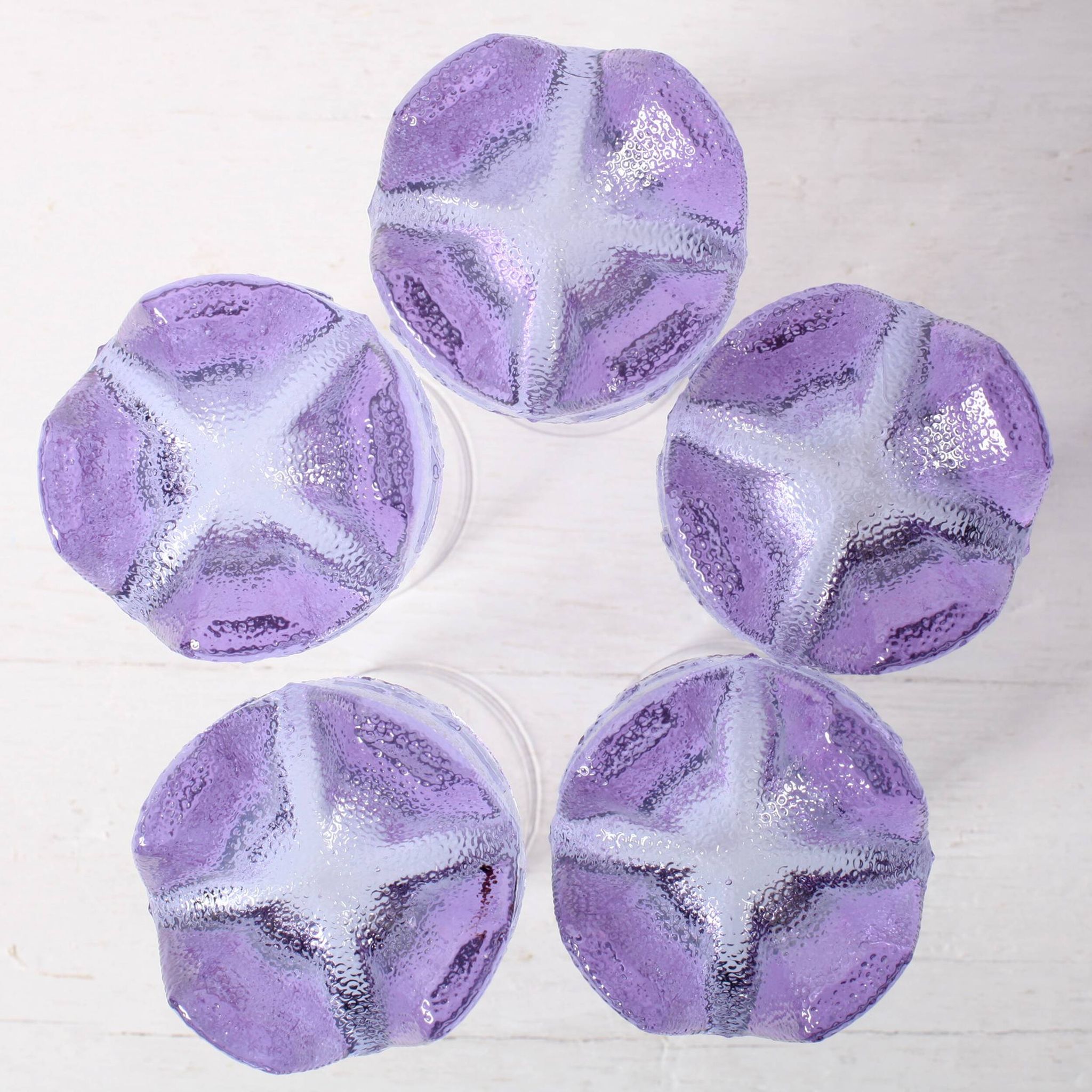 Set of 5 Vintage Lilac Tumblers / LACS Kristallglas / Italy / 1970s