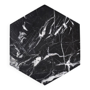 Hexagonal plate in black marble