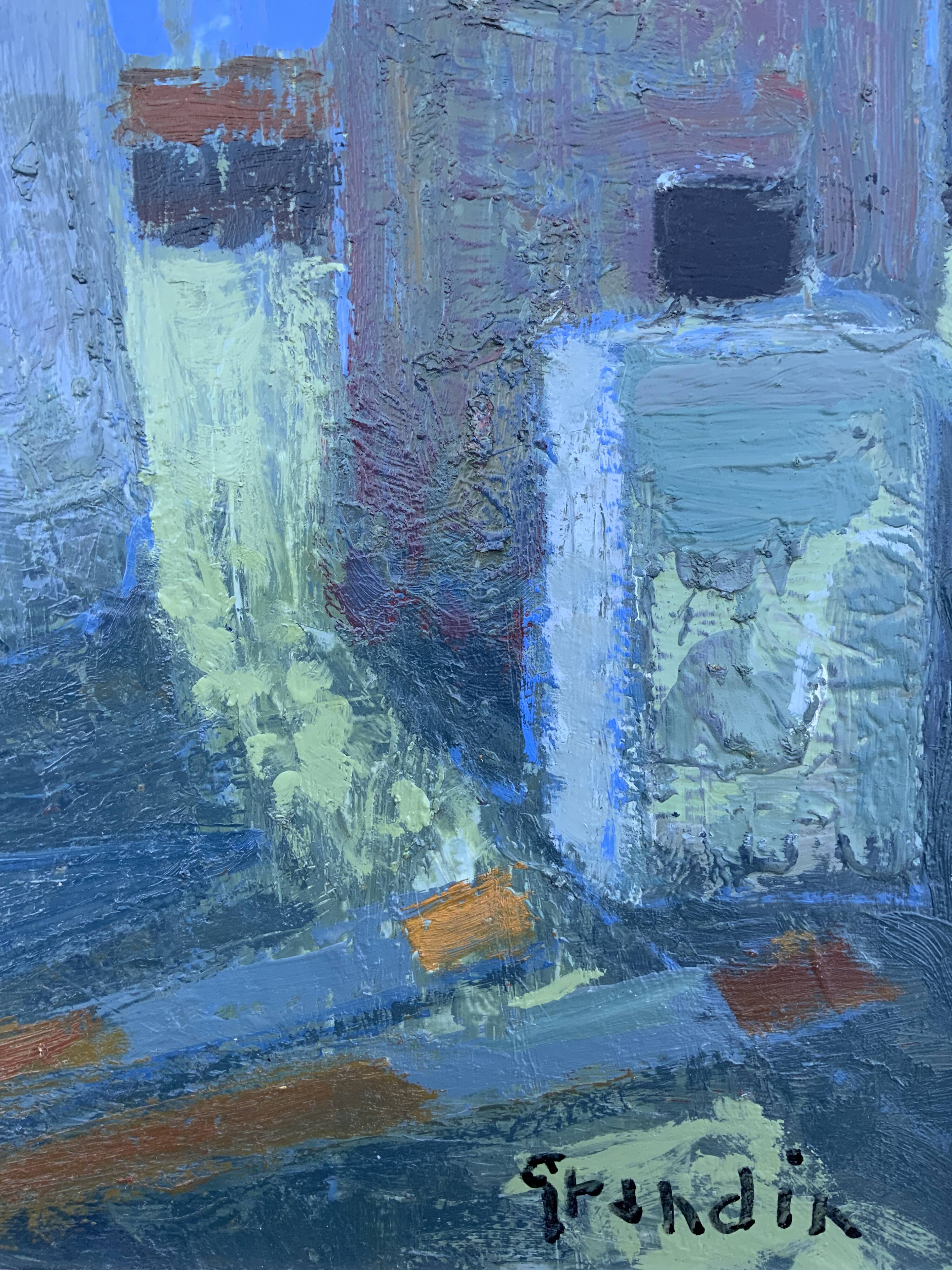 Vintage Modernists Oil Painting Blue Still Life By Svan Grandin Mid 20th Century