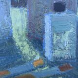 Vintage Modernists Oil Painting Blue Still Life By Svan Grandin Mid 20th Century