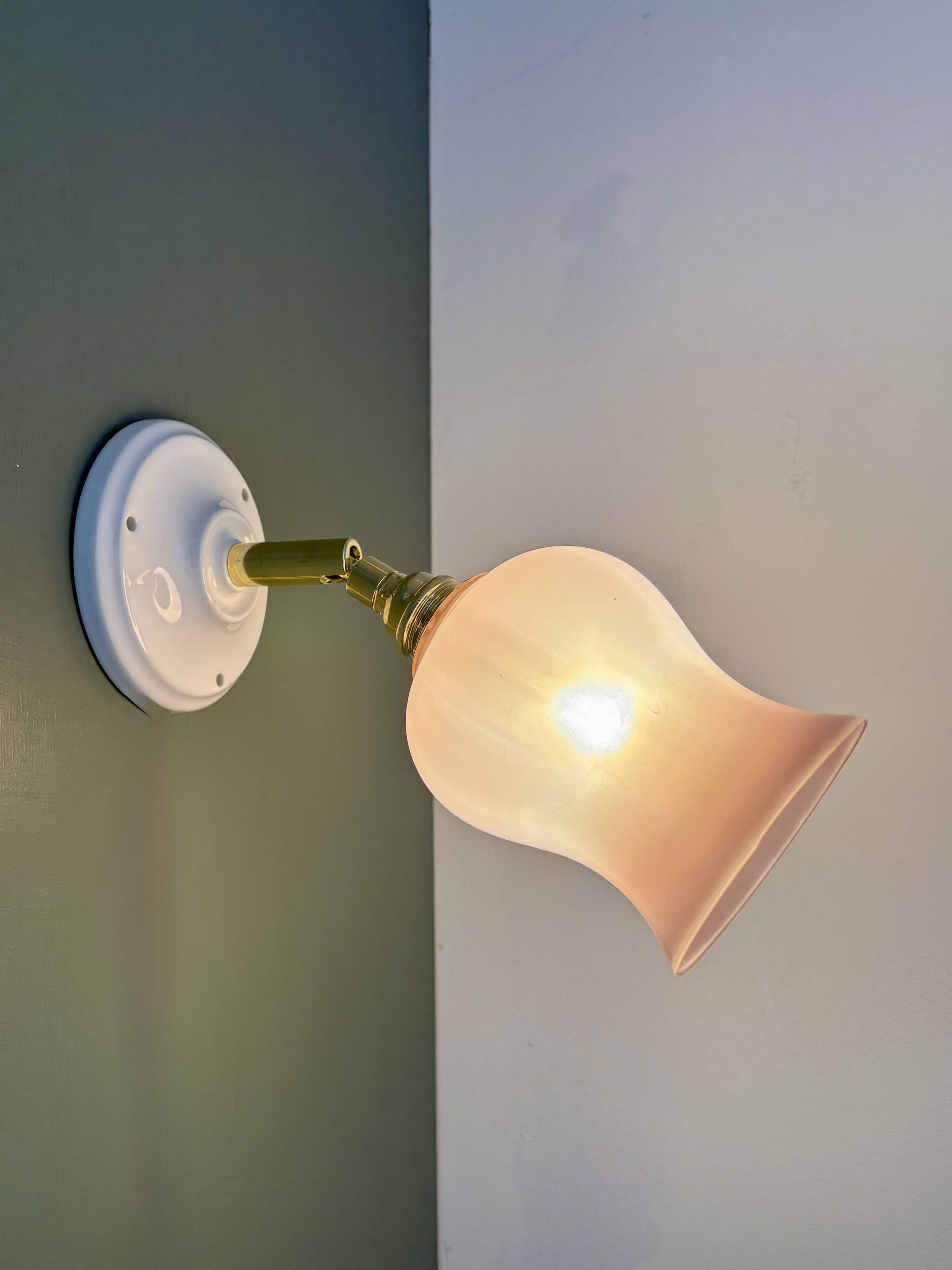 Vintage tulip wall lamp in pink opaline