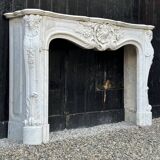 Remarkable Louis XV Style Fireplace In White Carrara Marble Circa 1880