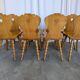 Set of 8 Vintage Tyrolean Heart Cutout Wooden Dining Chairs, Rustic Farmhou