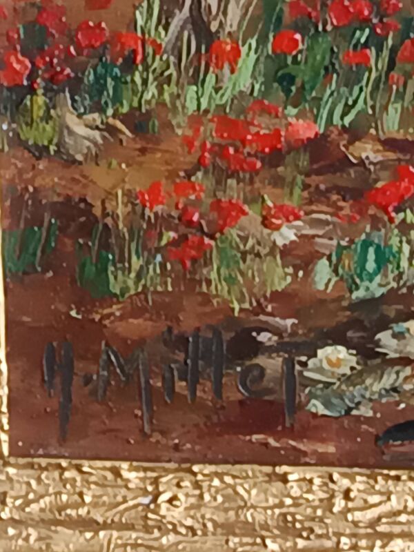 Tableau ancien huile sur panneau paysage provençal signé Henri Millet