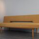 Sofa and daybed in beech and mustard fabric by Miroslav Navratil, vintage Czechoslovakia 1960s