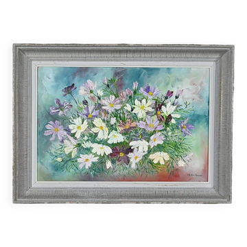 Huile sur Panneau « Fleurs Sauvages » de I. Kitter Ferrus – Milieu XXe