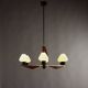 Vintage aluminum and teak chandelier, Italy, 1960s