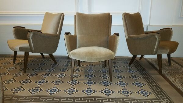 Lot de 3 fauteuils danois années 50/60 de Arno Votteler  knoll
