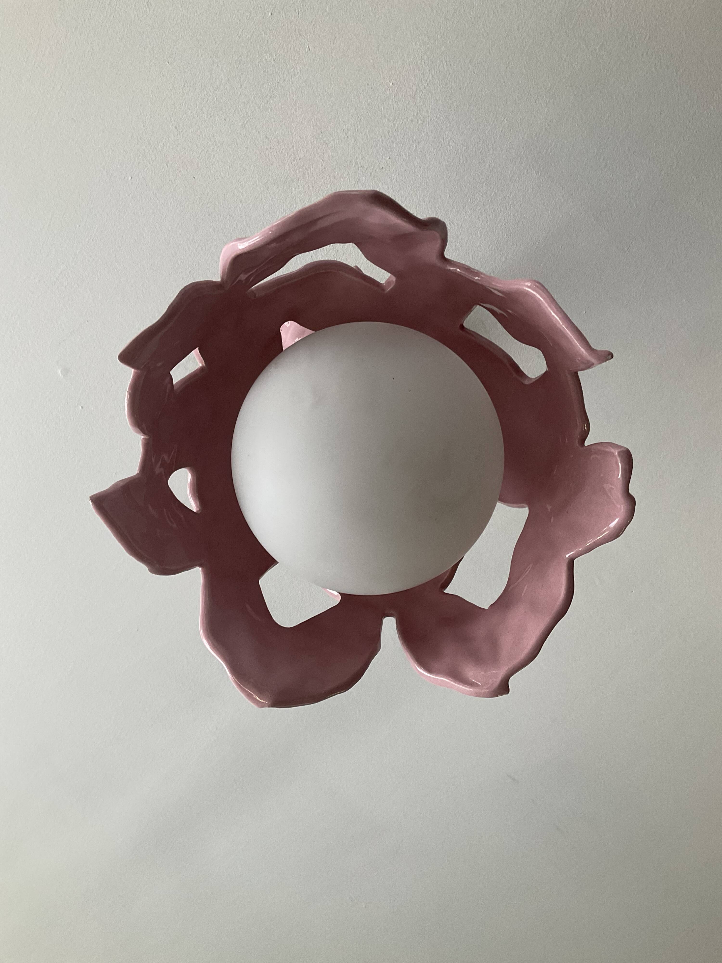 Vintage ceramic enamel flower pendant