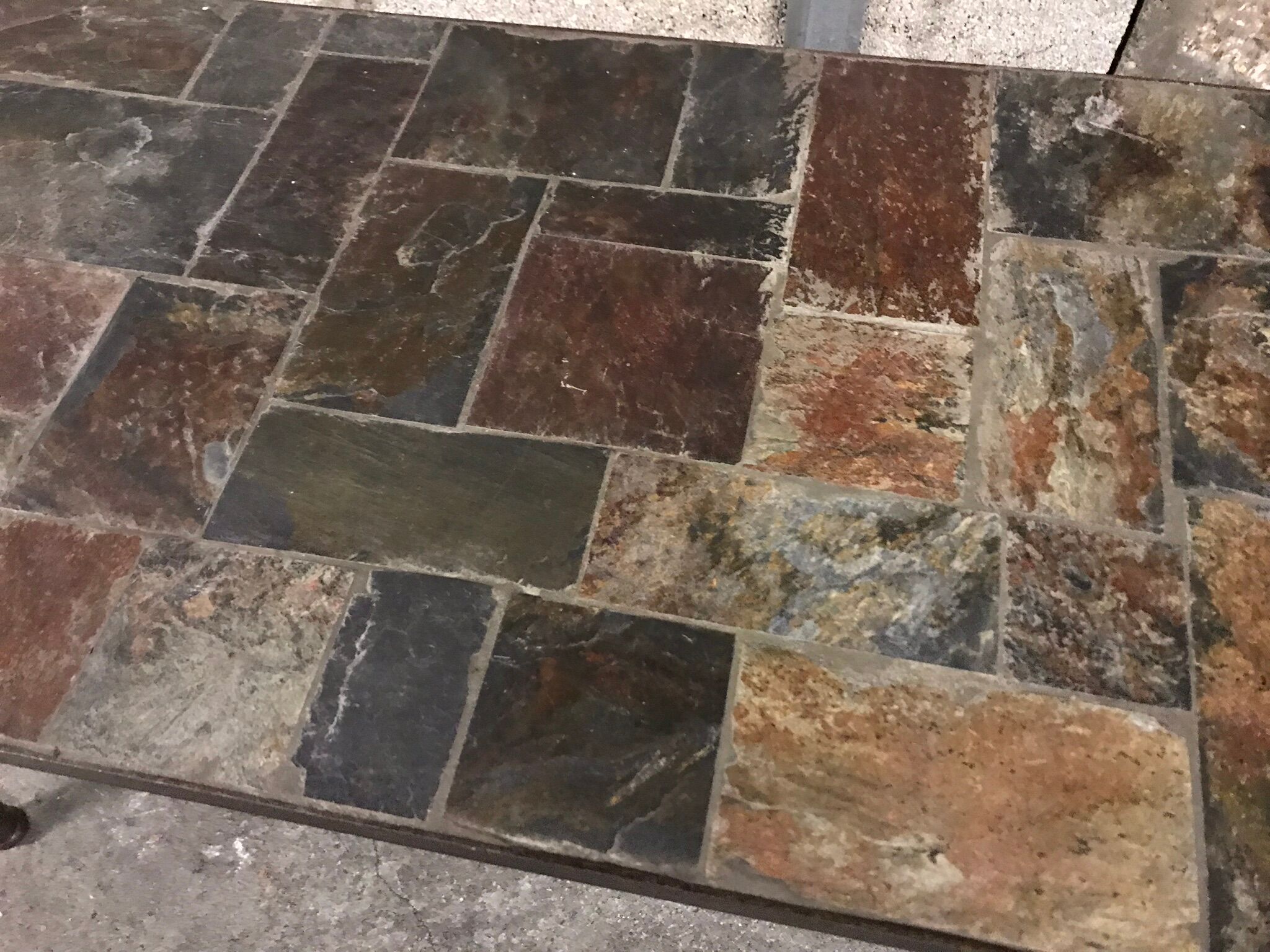 Coffee table in slate and iron 1960