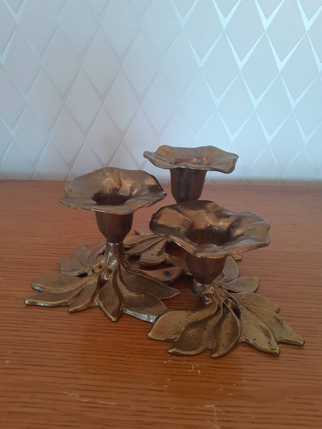 Brass flower candle holder