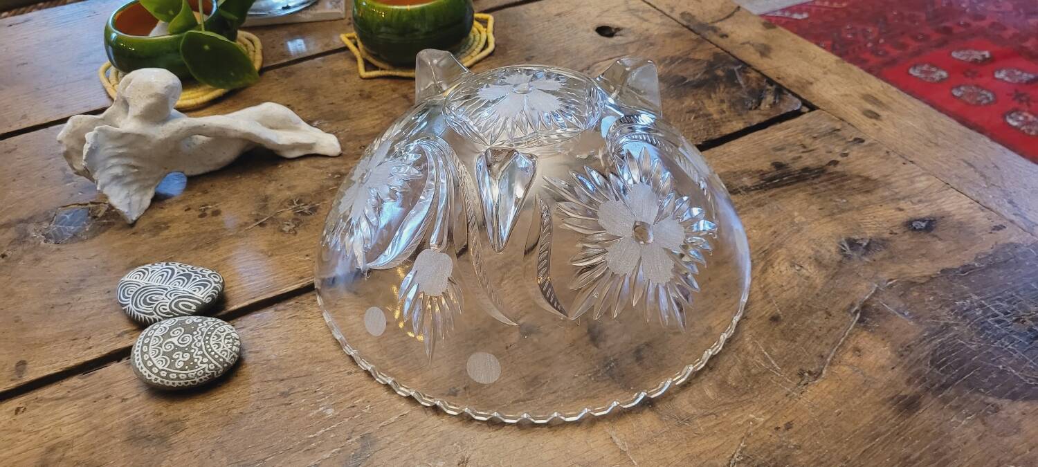 50s molded glass footed bowl