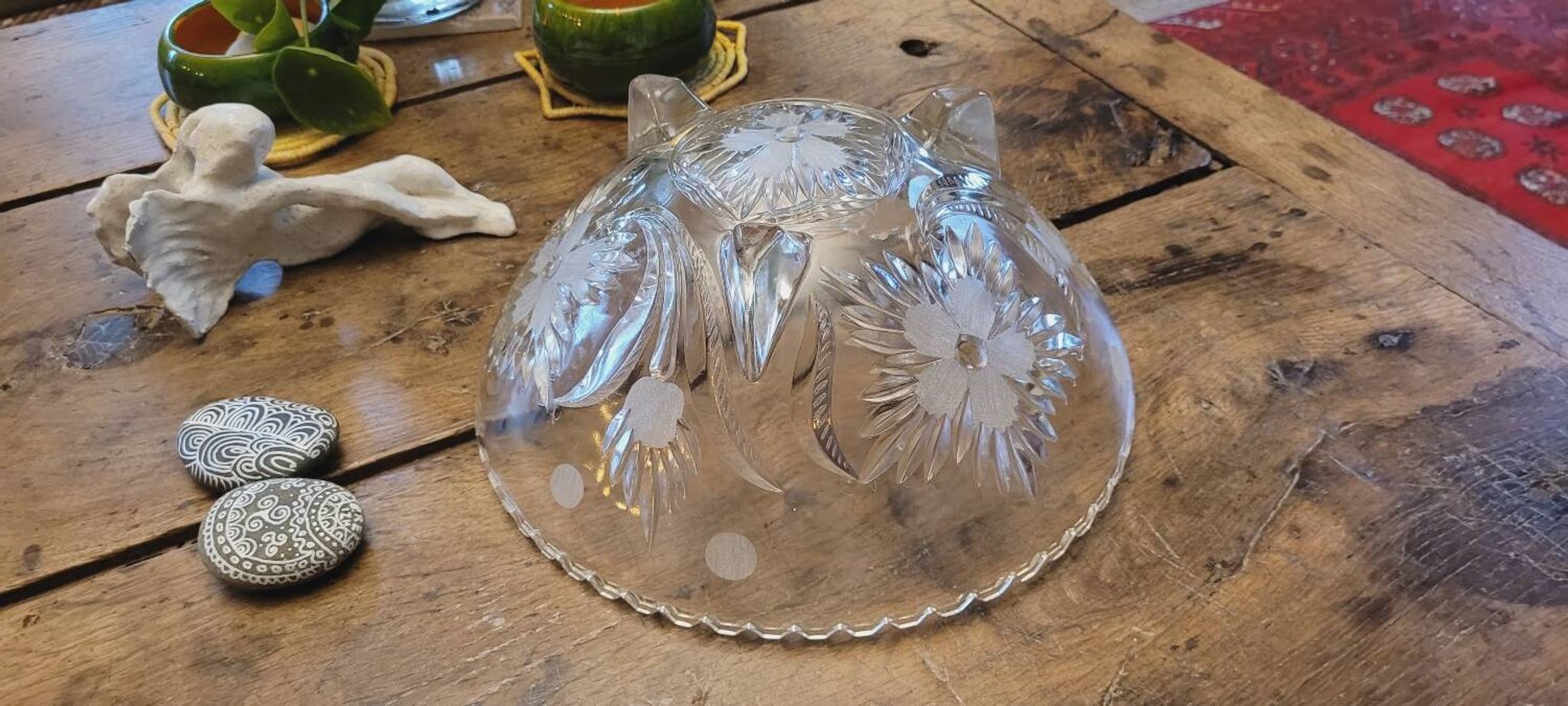 Coupe sur pied en verre moulé 50's