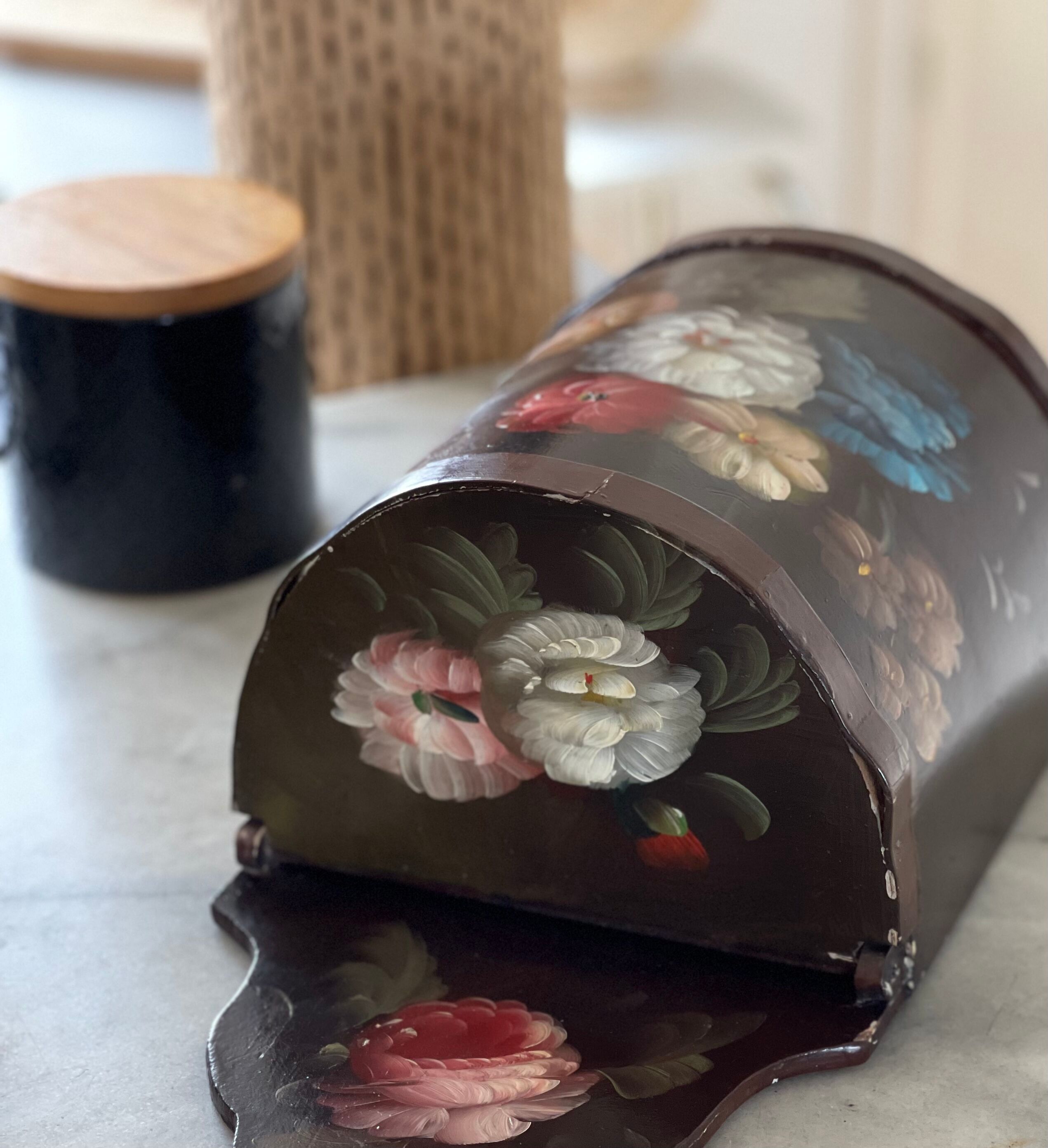 Old painted wooden box