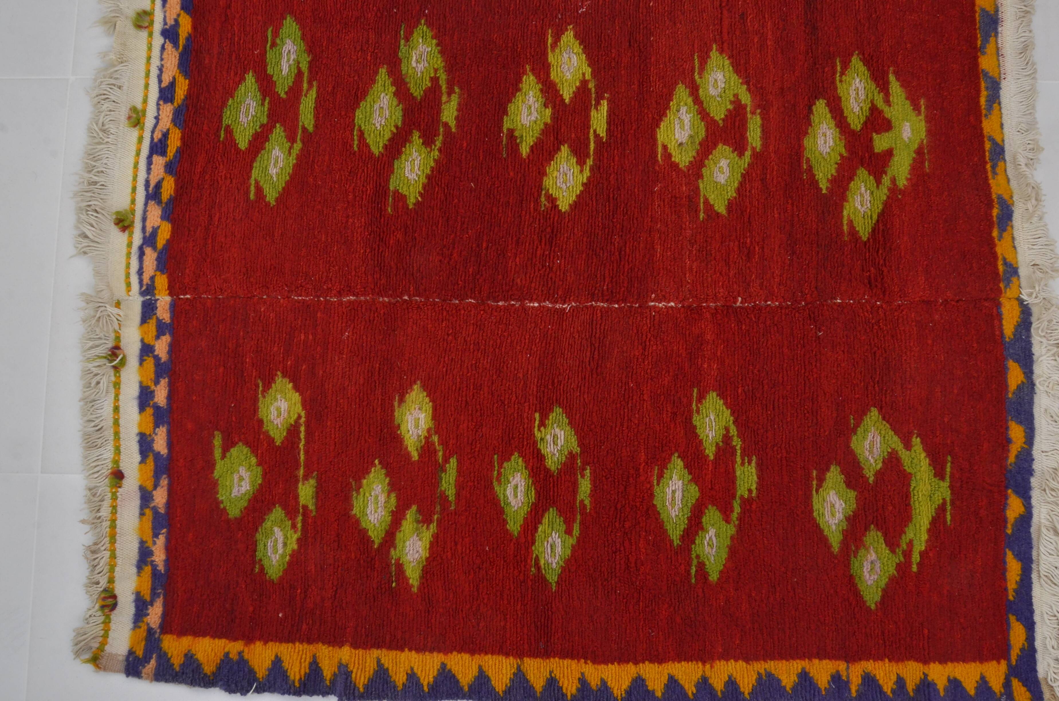 Vintage Handmade Angora Wool Rug sku 1670