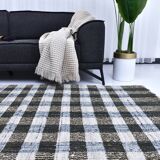 190x290 cm medium kilim rug, cream beige black mustard kilim rug