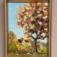 Original Swedish Oil on Canvas - "Autumn Tree" by J. Nilsson - Vintage and Framed - 49 × 38 cm