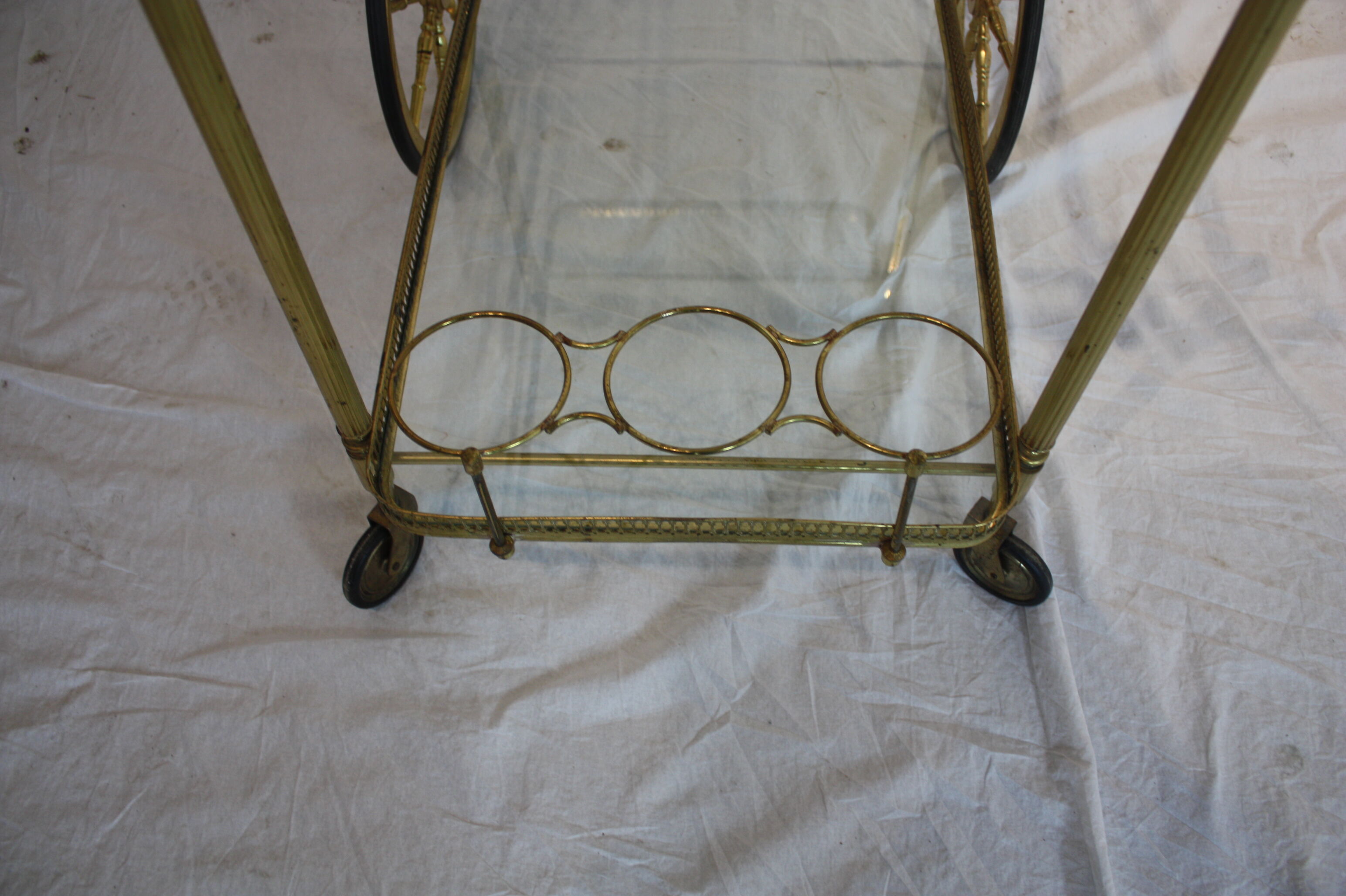 Desserte roulante vintage laiton 1950