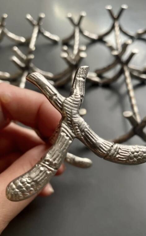 11 silver-plated metal knife rests, Art Nouveau, Morlot
